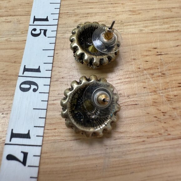 Banana Republic Crystal Cluster Stud Earrings Vintage-Inspired Gold-Tone - Picture 7 of 10